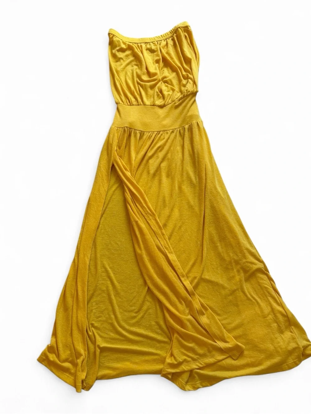 Free People Strapless Yellow Maxi Dress with Fitted Waistband